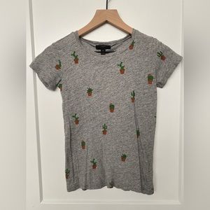 JCrew XXS grey cactus print tshirt